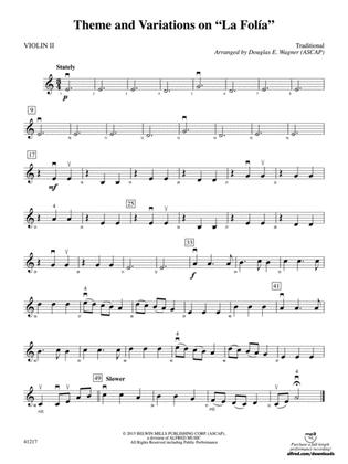 Theme and Variations on "La Folía": 2nd Violin