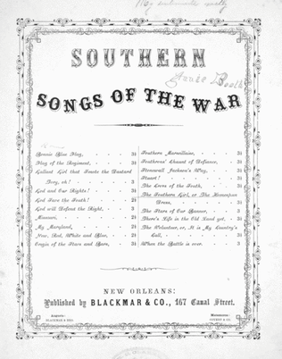 Southern Songs of the War. The Southern Girl, or, The Homespun Dress