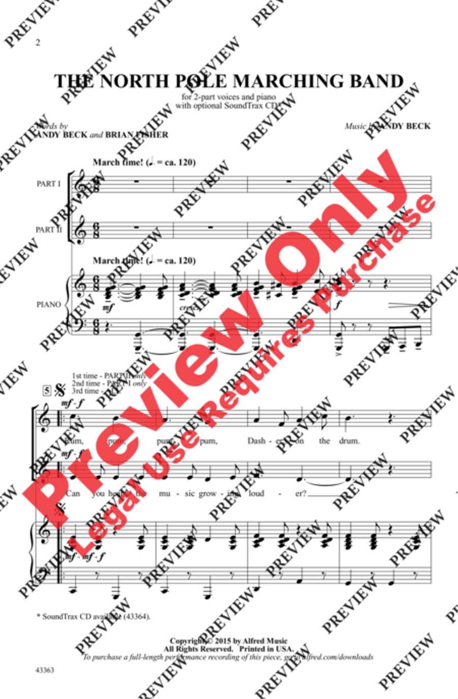 The North Pole Marching Band 2-Part scores gallery preview page 2