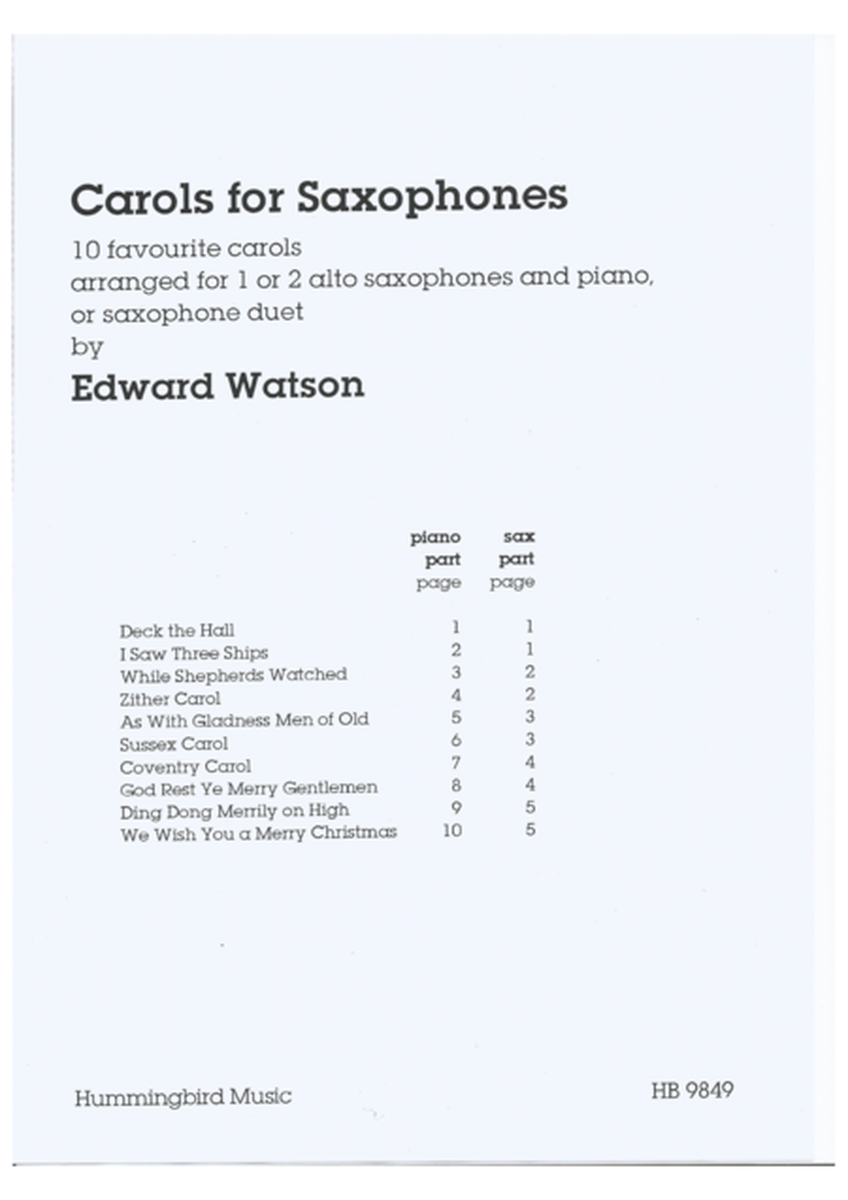 Carols for Saxophones