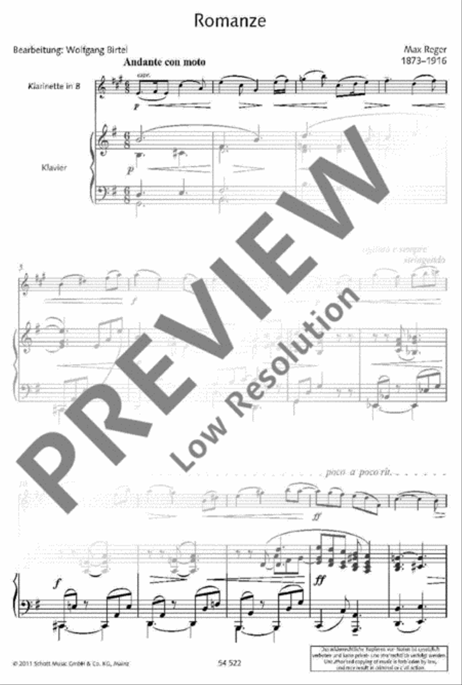 Romance G major B-Flat Clarinet scores gallery preview page 3