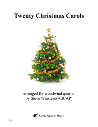 Book cover for Twenty Christmas Carols for Woodwind Quartet