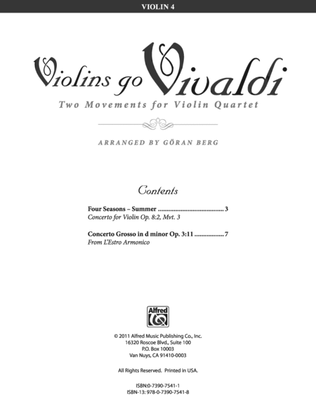 Violins Go Vivaldi: Two Movements for Violin Quartet: 4th Violin