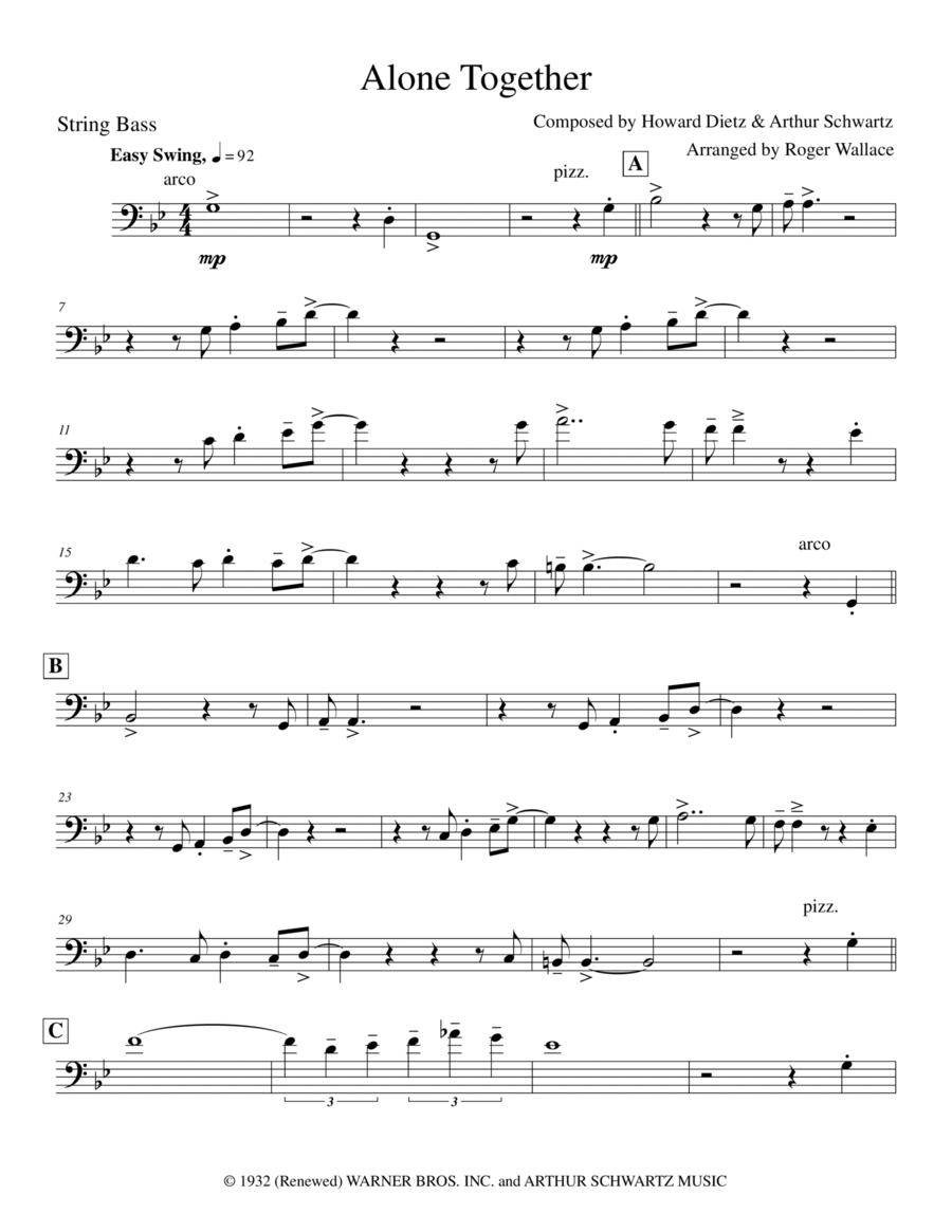 Alone Together Double Bass scores gallery preview page 1