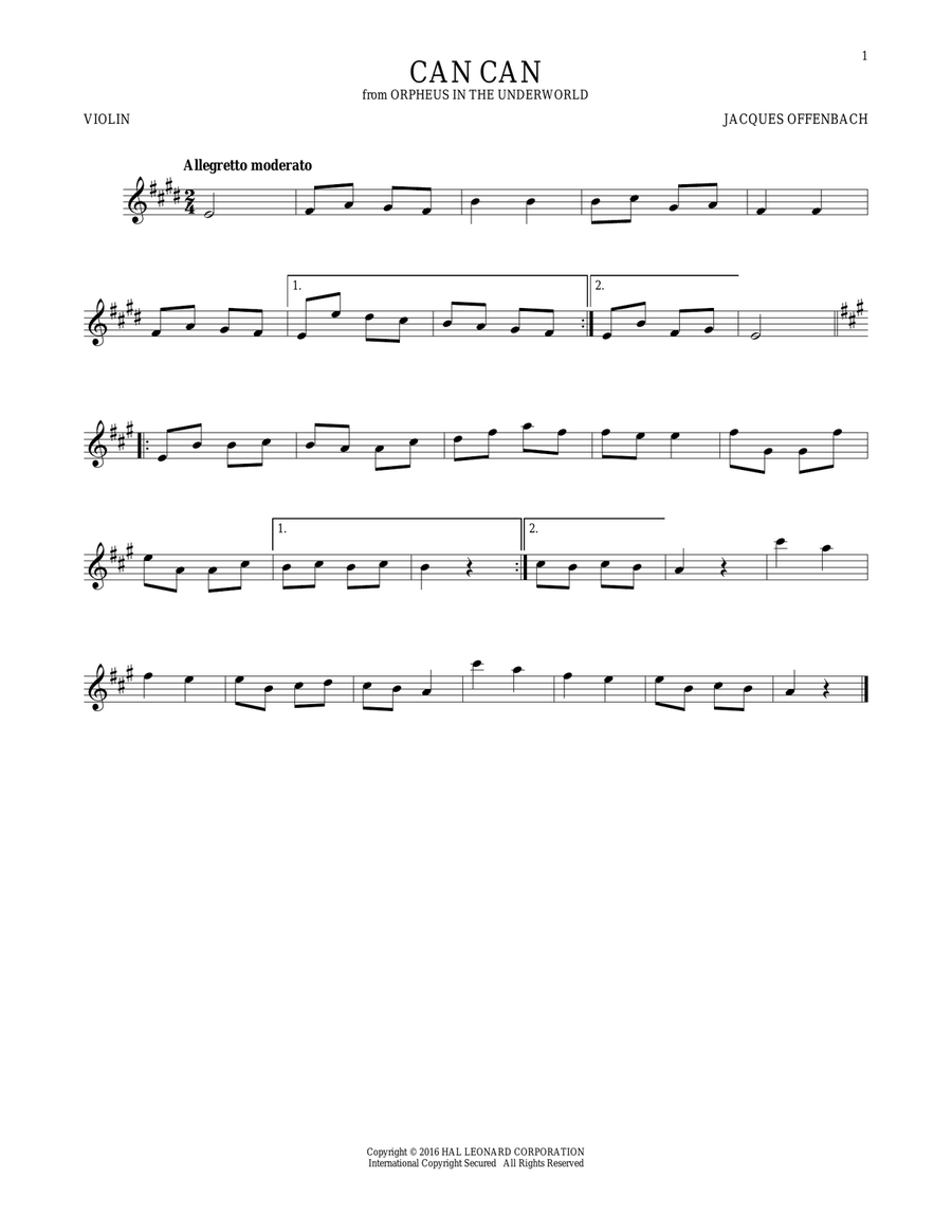 Can Can Can Can Violin Solo scores gallery preview page 1