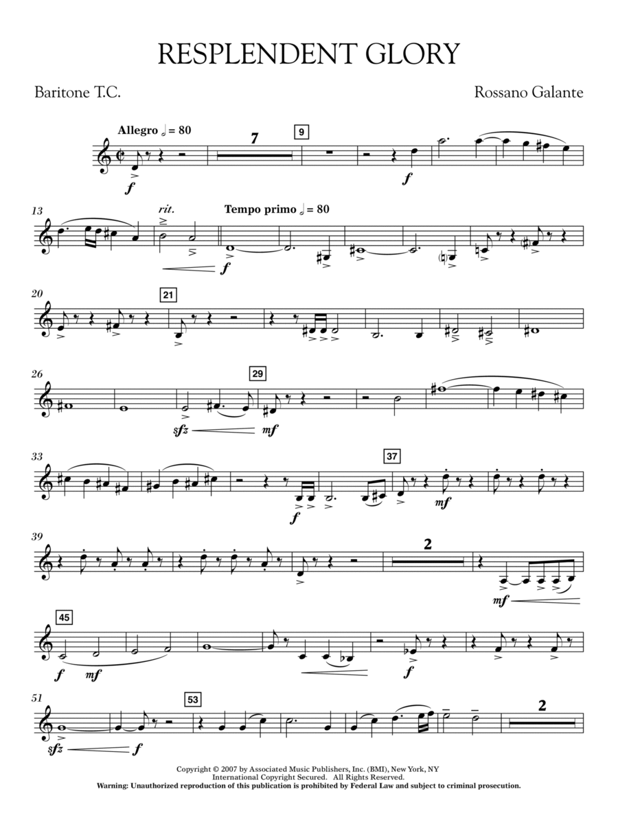 Resplendent Glory - Baritone T.C. Concert Band scores gallery preview page 1