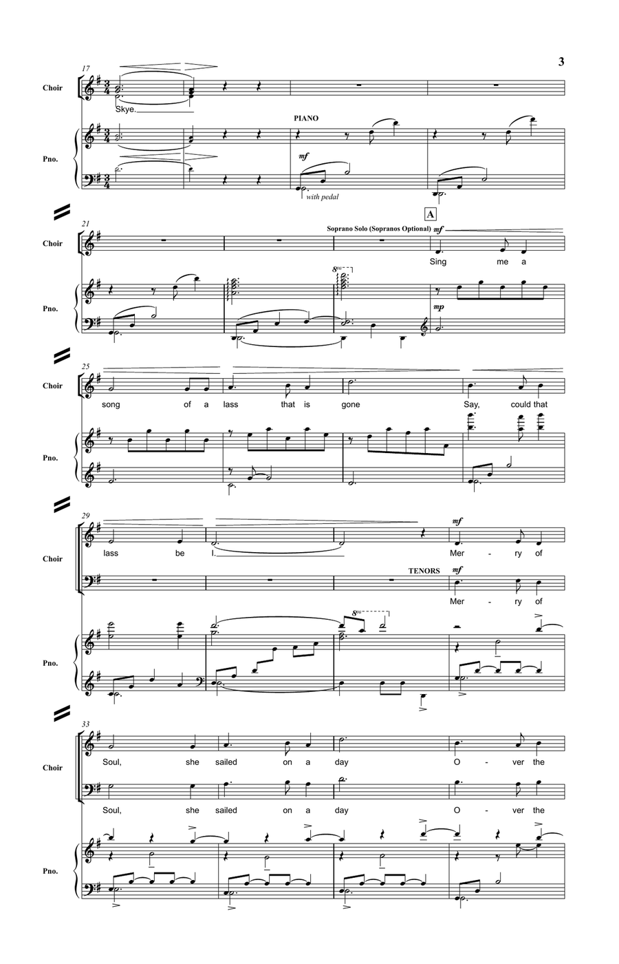 Skye Boat Song - Outlander Main Title Theme - for Choir SSATB and Piano Accompaniment Divisi scores gallery preview page 4
