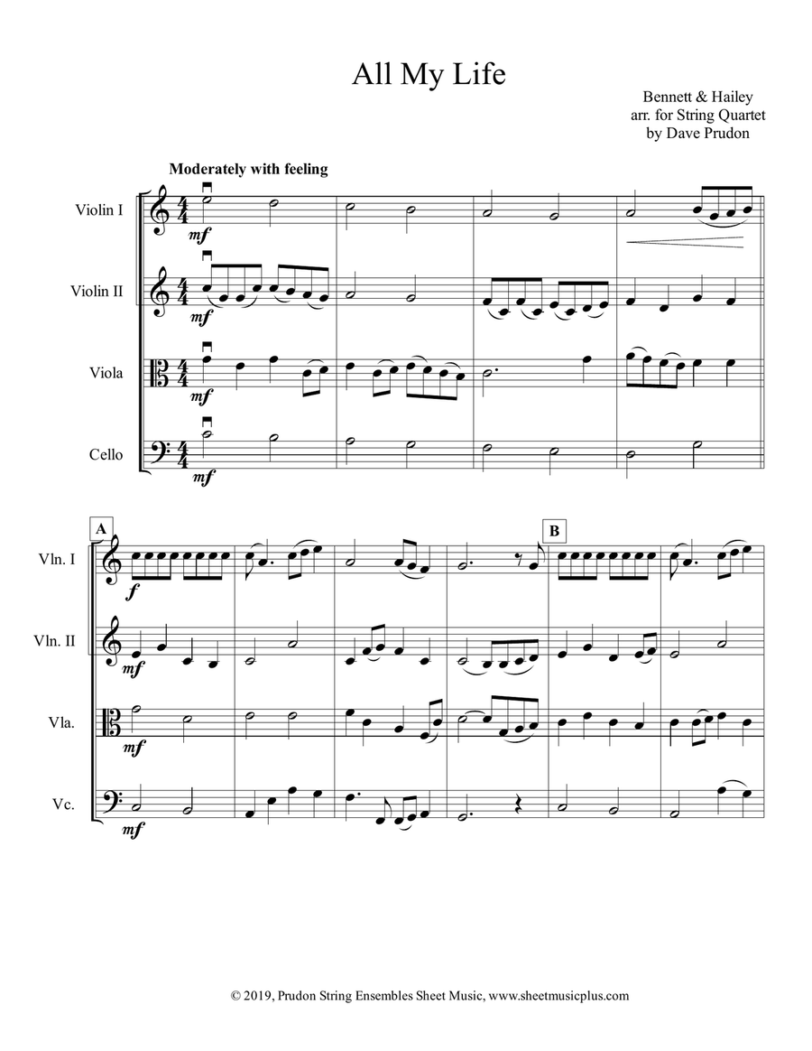 All My Life String Quartet scores gallery preview page 1