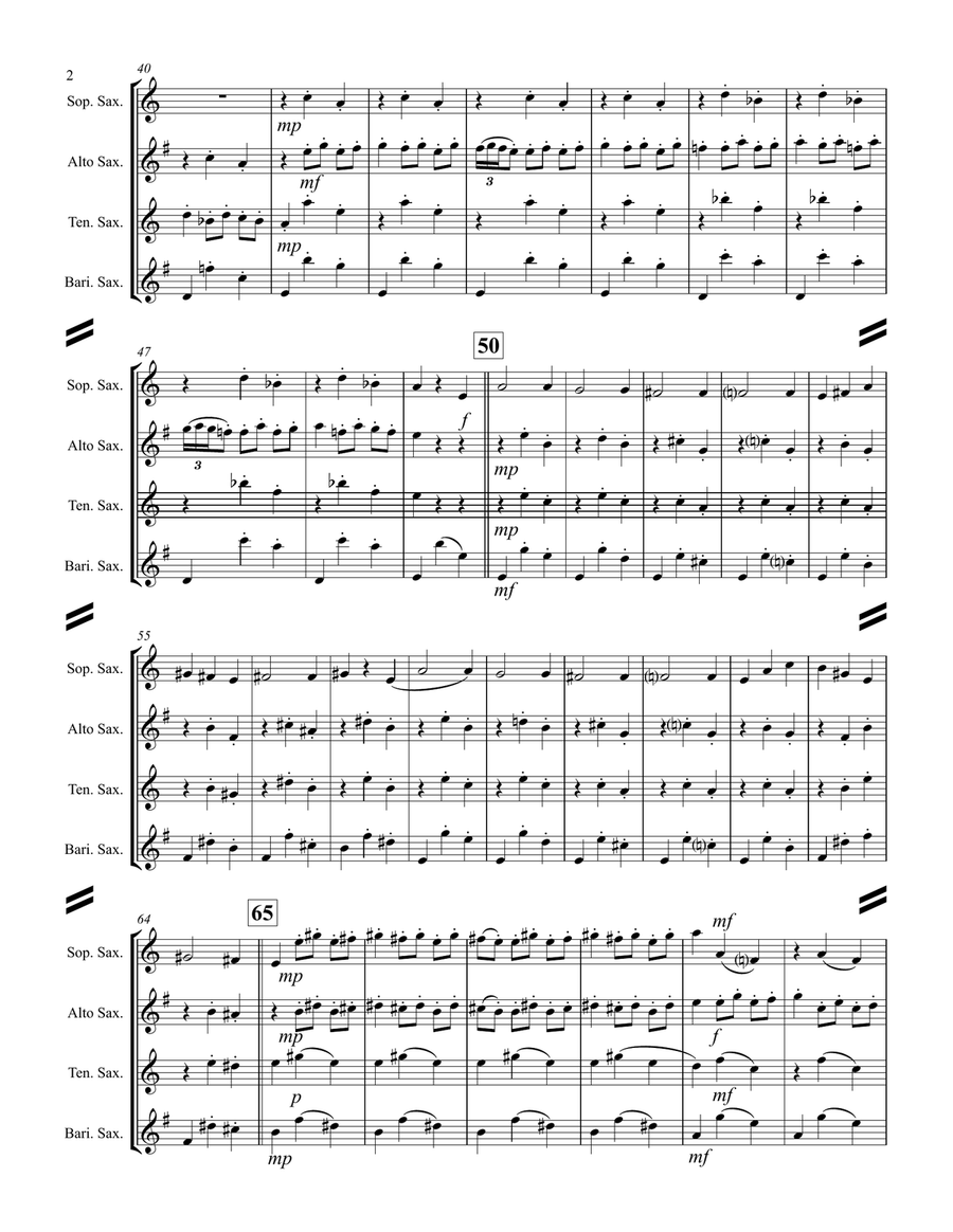 Danse Macabre (for Saxophone Quartet SATB) Saxophone Quartet scores gallery preview page 3
