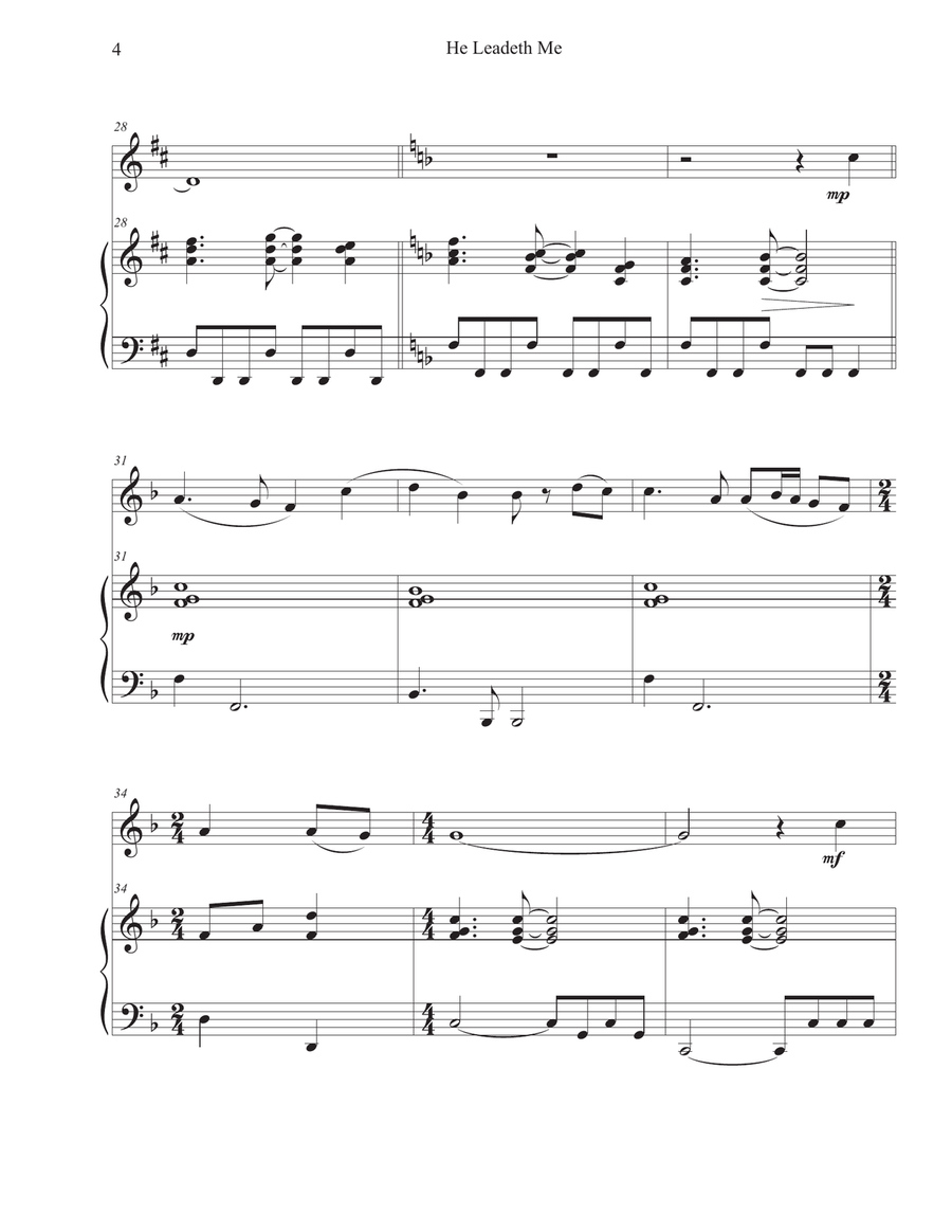 He Leadeth Me (Oboe-Piano) Piano scores gallery preview page 4
