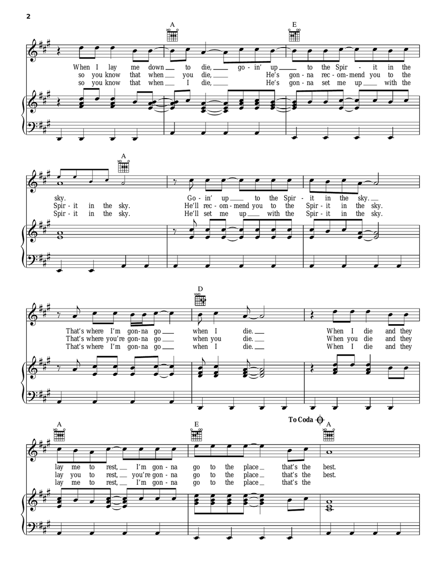 Spirit In The Sky Spirit In The Sky Piano, Vocal, Guitar scores gallery preview page 2