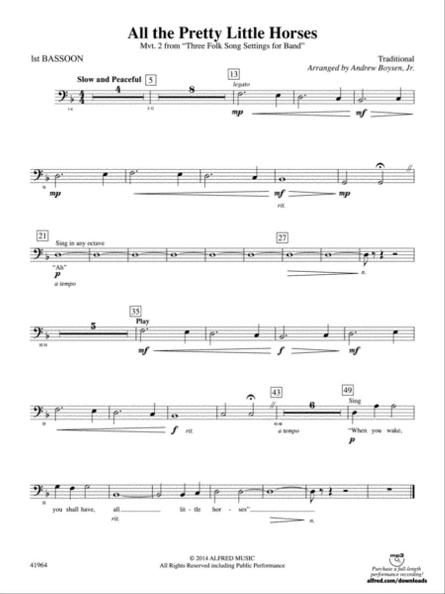 All the Pretty Little Horses: Bassoon Concert Band scores gallery preview page 1