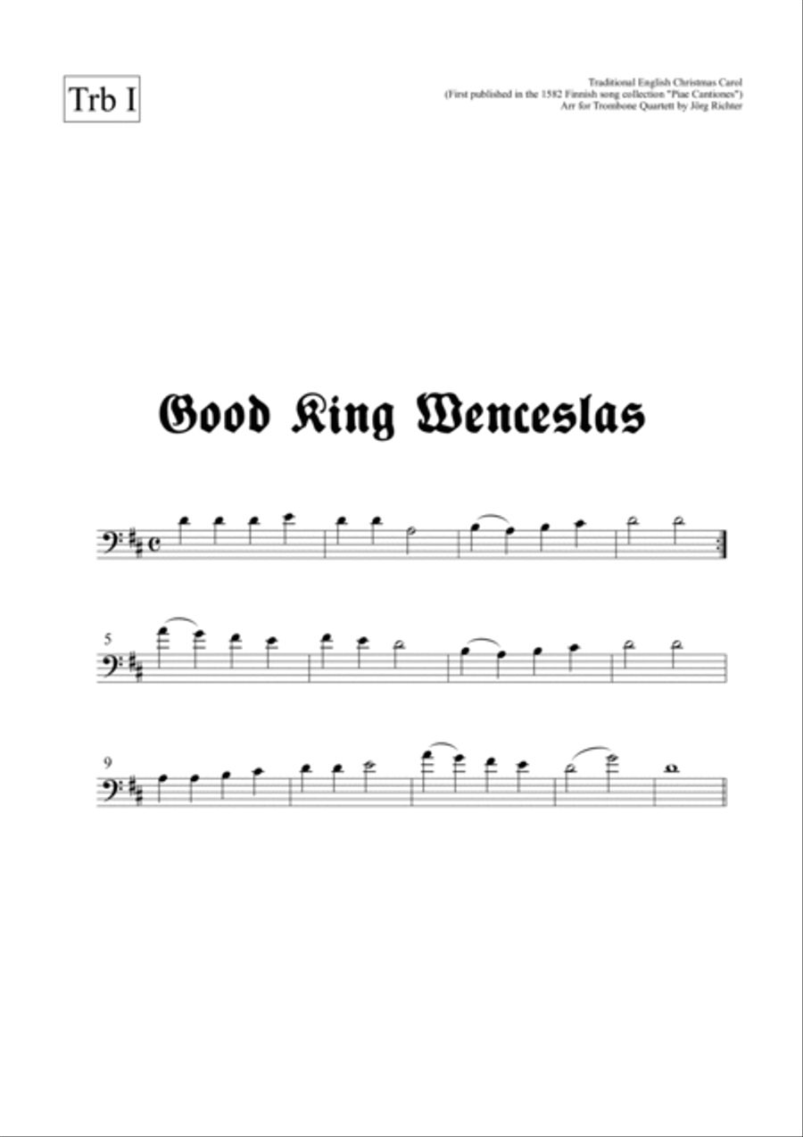 Good King Wenceslas for Trombone Quartet Brass Quartet scores gallery preview page 3