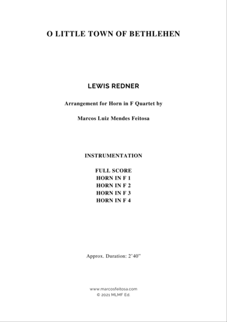 O Little Town of Bethlehem - Horn in F Quartet French Horn Quartet scores gallery preview page 2