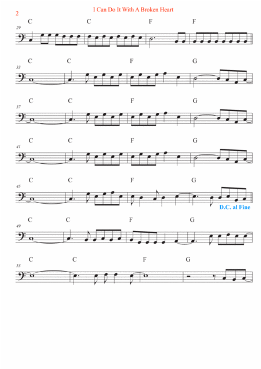 I Can Do It With A Broken Heart Cello Solo scores gallery preview page 2