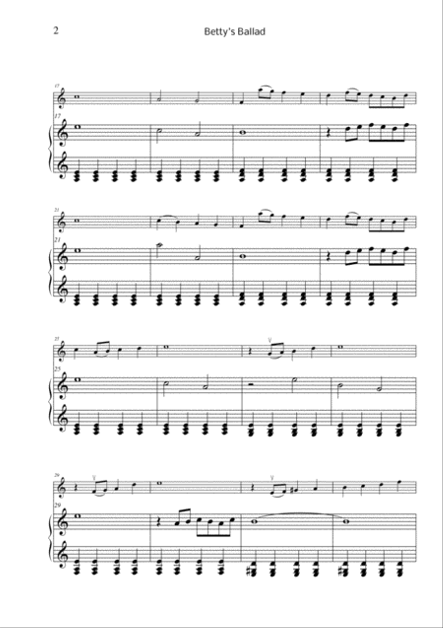 Betty's Ballad Violin Solo scores gallery preview page 2
