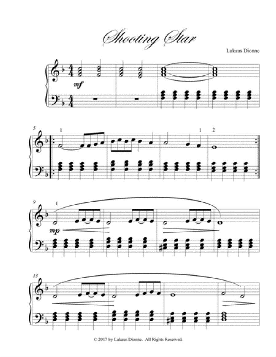 Shooting Star (Early Intermediate Piano Solo) Piano Solo scores gallery preview page 1