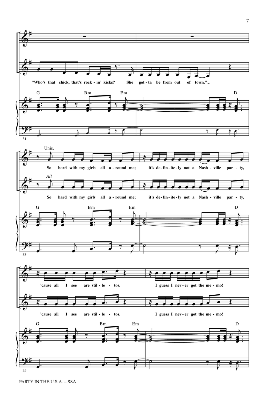 Party In The USA (arr. Roger Emerson) SSA scores gallery preview page 6
