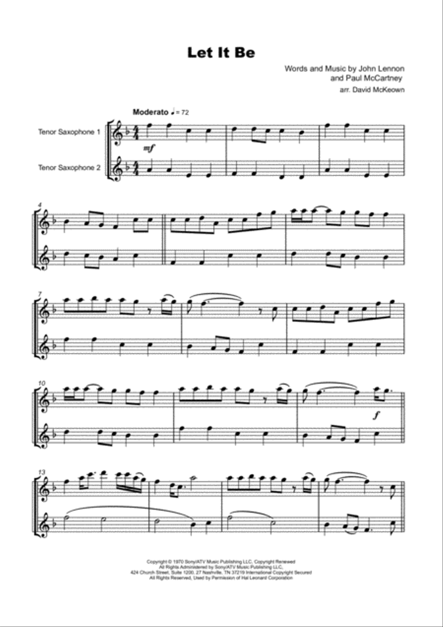 Let It Be Woodwind Duet scores gallery preview page 2