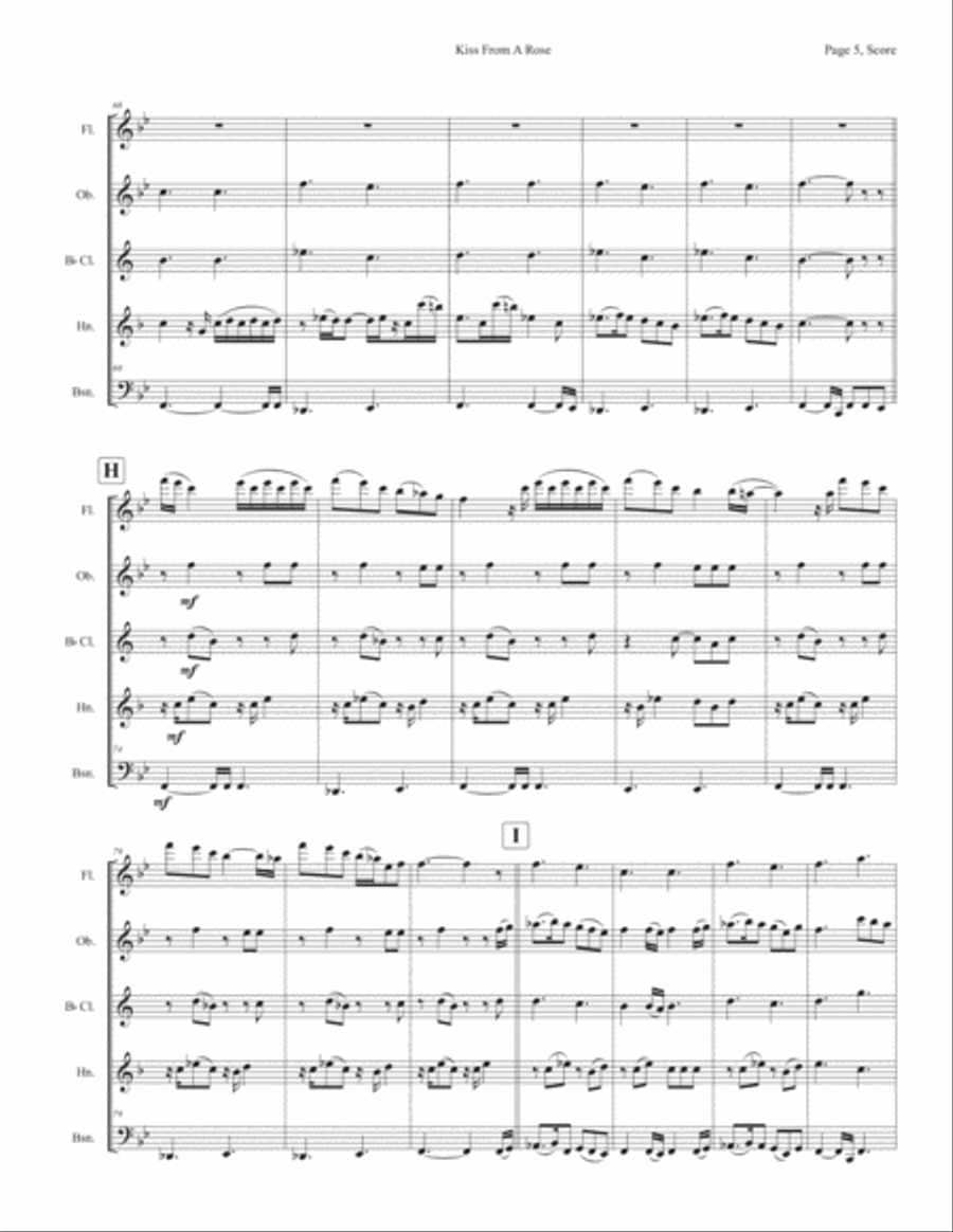 Kiss From A Rose Kiss From A Rose Woodwind Quintet scores gallery preview page 5