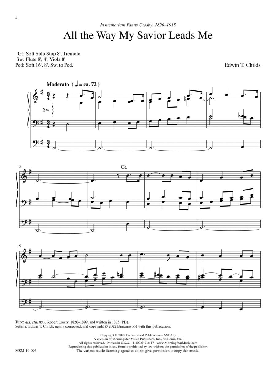 All the Way My Savior Leads Me Organ scores gallery preview page 1