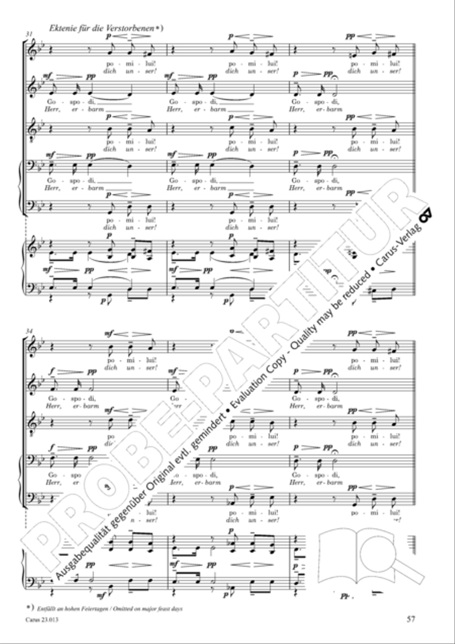 Liturgy of St. John Chrysostom op. 31 for mixed choir a cappella (Chrysostomos-Liturgie op. 31 fur Chor a cappella mit singbarem deutschem Text)