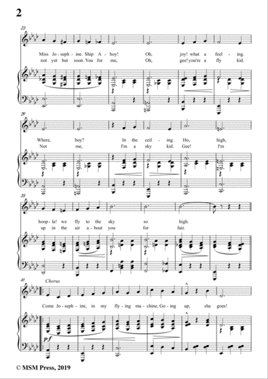 Fred Fisher-Come,Josephine,in My Flying Machine,in A flat Major,for Voice&Piano Voice scores gallery preview page 4