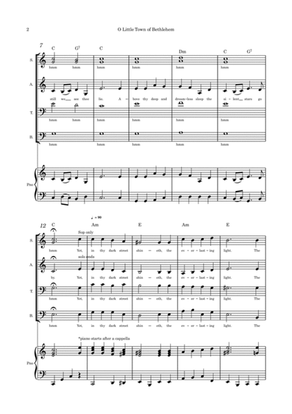 O Little Town of Bethlehem - SATB and Piano image number null