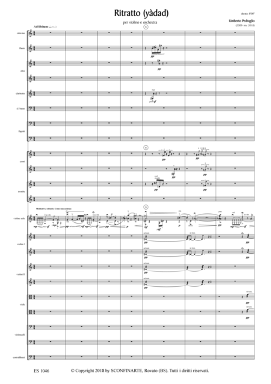 Umberto Pedraglio: RITRATTO (ES 1046) per Violino e Orchestra Large Ensemble scores gallery preview page 5