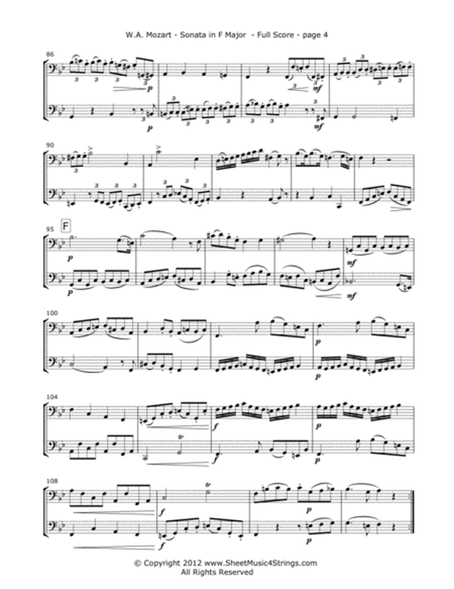 Mozart, W. - Sonata in F (Mvt. 1) for Two Cellos image number null