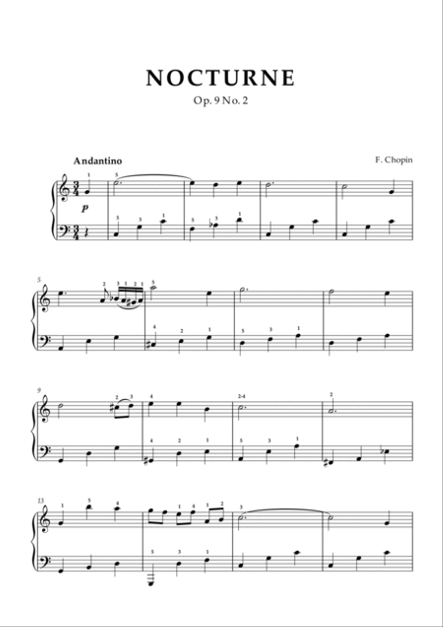 F. Chopin - Nocturne Op.9 N. 2 - Piano Easy Easy Piano scores gallery preview page 2