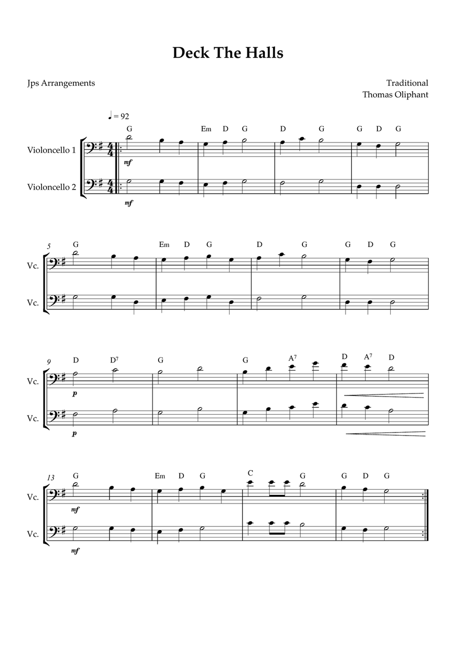 6 Easy Christmas Duets for Cello String Duet scores gallery preview page 4