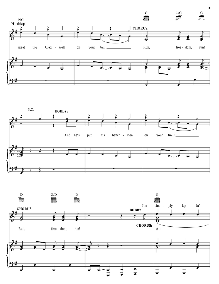 Run, Freedom, Run! Piano, Vocal, Guitar scores gallery preview page 3