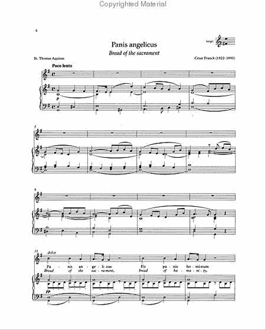 Panis angelicus for Voice and Piano (3 Keys in One -- High/Medium/Low Voice) Low Voice scores gallery preview page 2