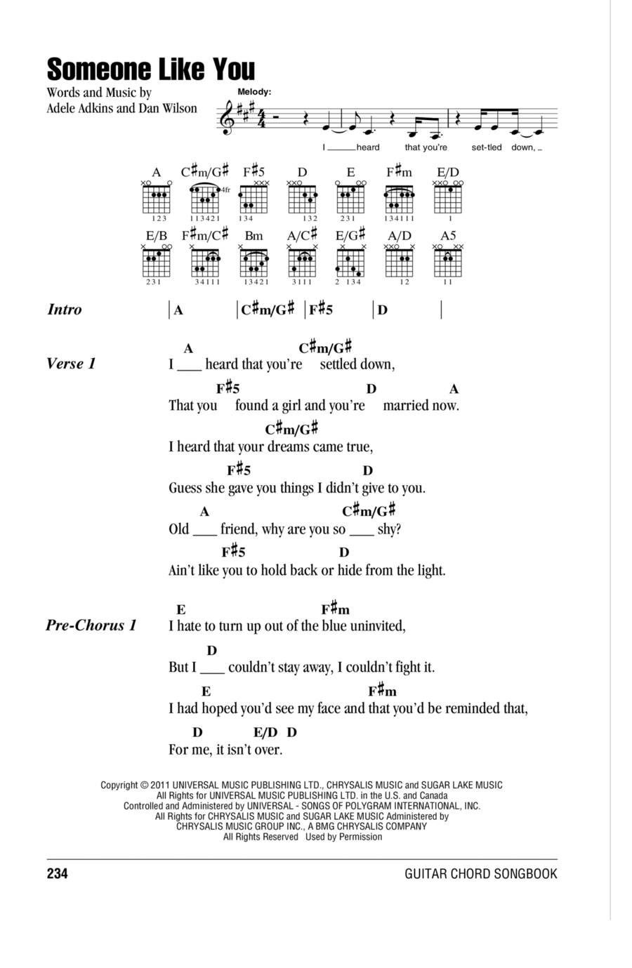 Someone Like You Acoustic Guitar scores gallery preview page 1