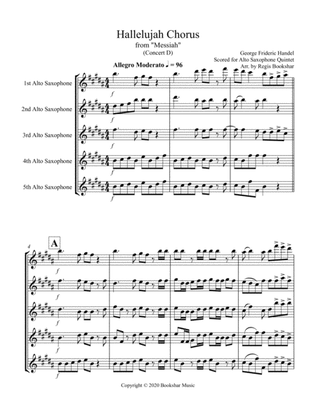 Hallelujah (from "Messiah") (D) (Alto Saxophone Quintet)