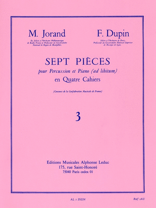 Book cover for 7 Pieces Vol.3 (percussion(s) & Piano)