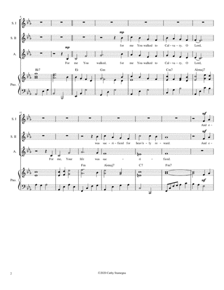 For Me You Walked To Calvary (SSA Choir, Chords, Piano Accompaniment) image number null