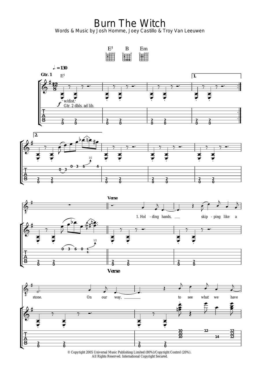 Burn The Witch Electric Guitar scores gallery preview page 1