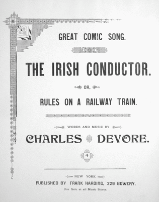 The Irish Conductor. Great Irish Song, or, Rules on a Railway Train