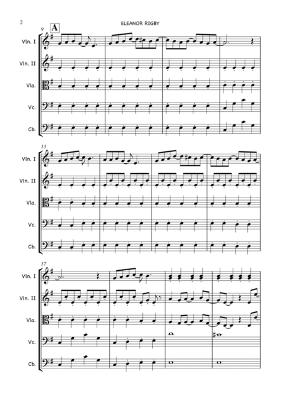 Eleanor Rigby Eleanor Rigby String Quartet scores gallery preview page 2