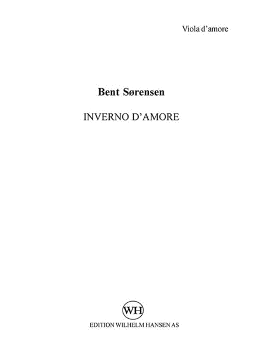 Inverno D'amore for Viola D'amore and Ensemble Cello scores gallery preview page 1