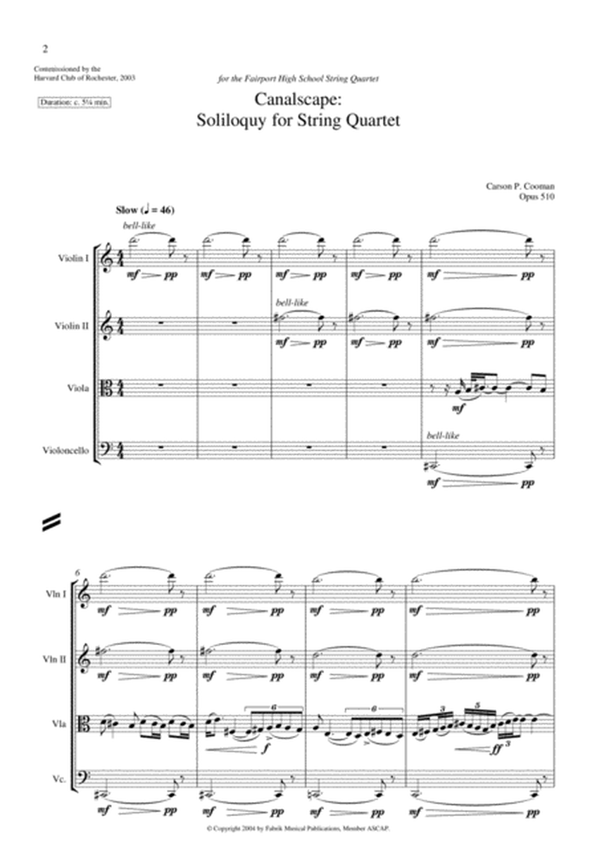 Carson Cooman: Canalscape: Soliloquy for String Quartet (2003)