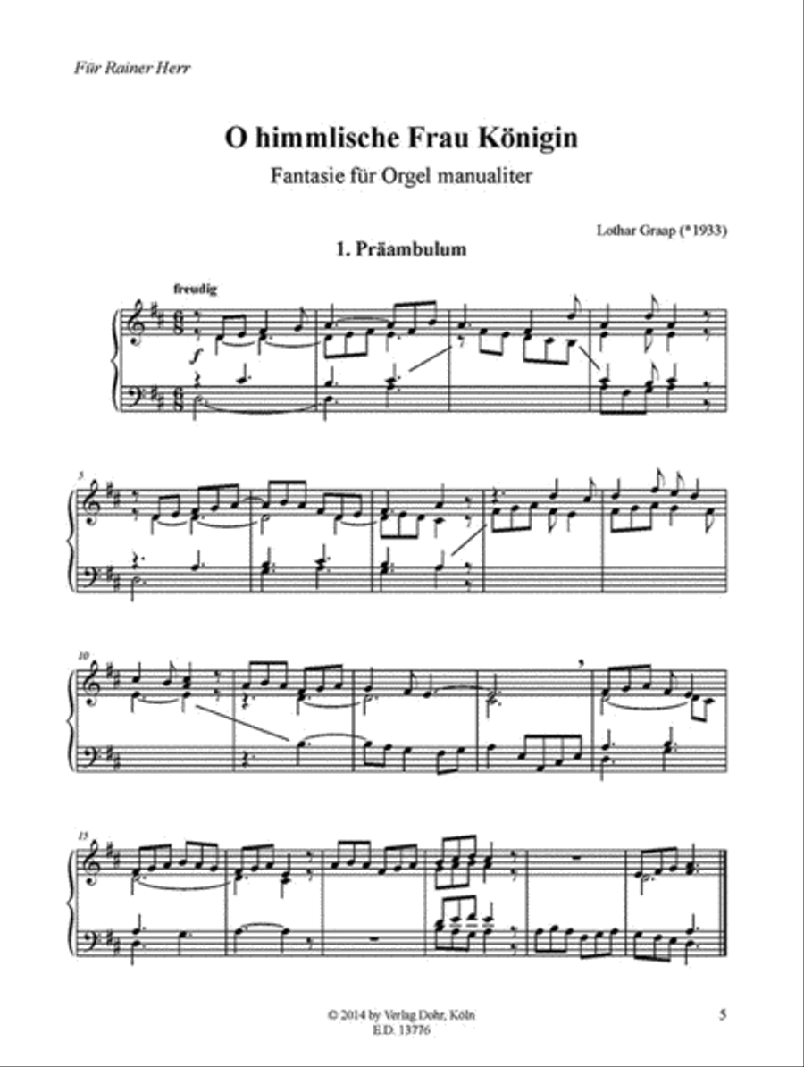 O himmliche Frau Königin -Fantasie für Orgel manualiter- Score scores gallery preview page 2
