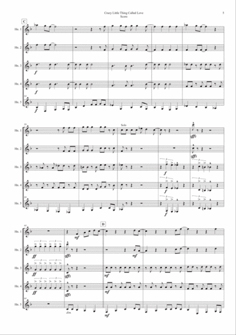 Crazy Little Thing Called Love Brass Ensemble scores gallery preview page 5