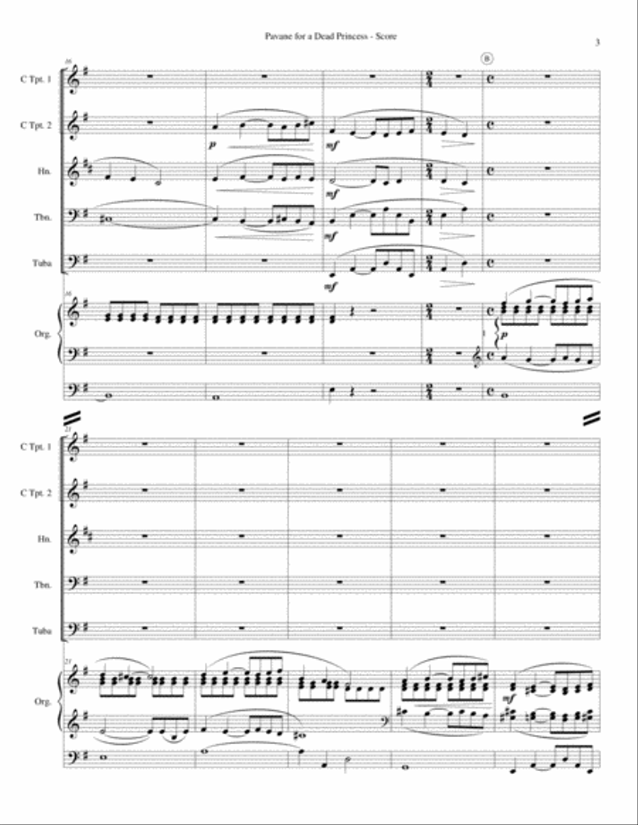 Pavane for a Dead Princess (for Brass quintet and Organ) Brass Ensemble scores gallery preview page 4