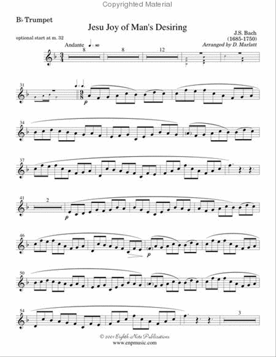 Jesu Joy of Man's Desiring Trumpet scores gallery preview page 2