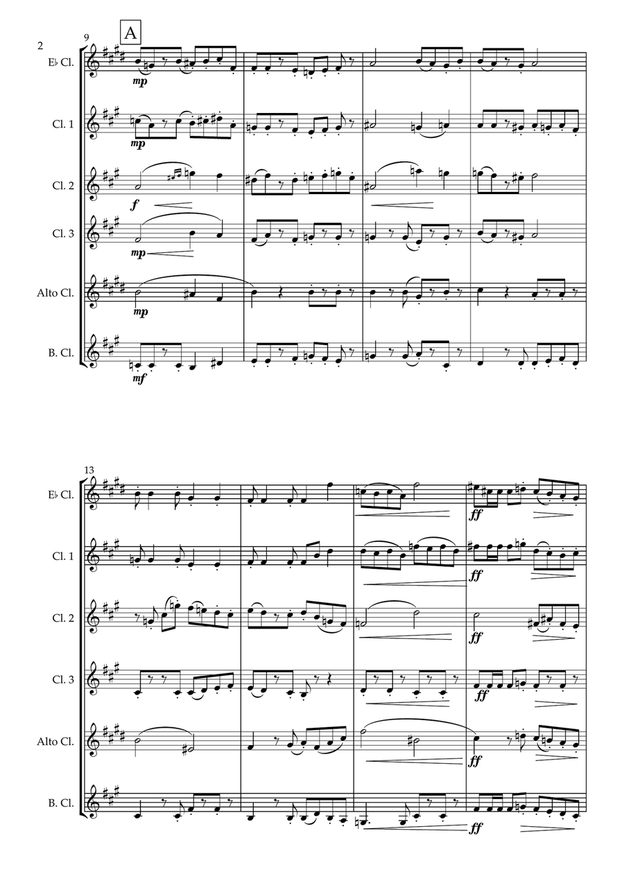 Tango for Clarinet Choir- Intermediate Clarinet Choir scores gallery preview page 3