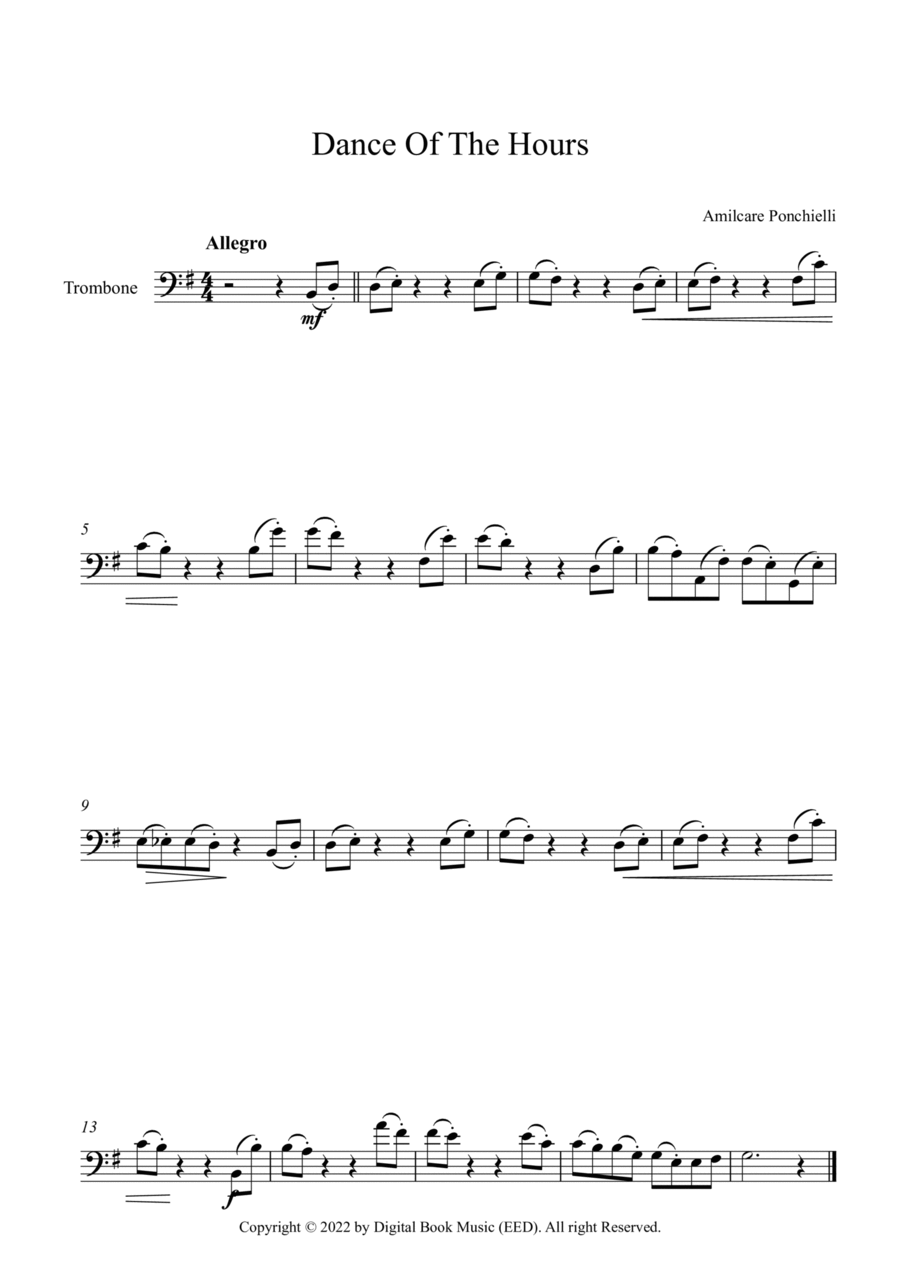 Dance Of The Hours - Amilcare Ponchielli (Trombone) Trombone Solo scores gallery preview page 1