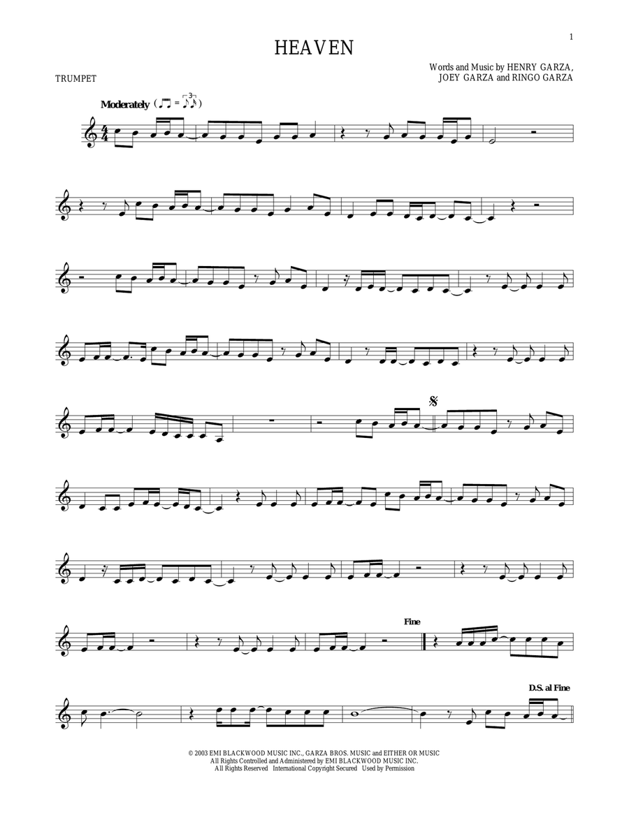 Heaven Trumpet Solo scores gallery preview page 1